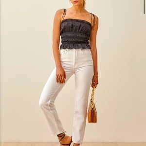 Reformation Viviana Silk Black Top XL